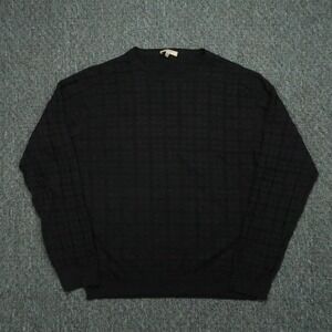 Burberry London Sweater Mens Large Black Merino Wool Pullover Crew Textured